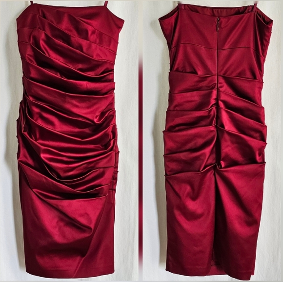 🇨🇦 Le Chateau Strapless Red Satin Dress - Picture 16 of 16